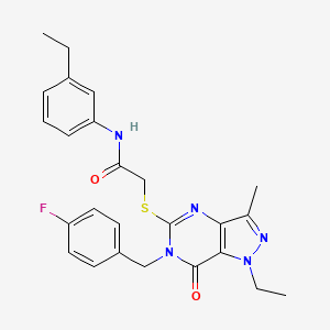 2-((1-ethyl-6-(4-fluorobenzyl)-3-methyl-7-oxo-6,7-dihydro-1H-pyrazolo[4,3-d]pyrimidin-5-yl)thio)-N-(3-ethylphenyl)acetamide