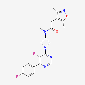 molecular formula C21H21F2N5O2 B2470161 2-(3,5-Dimethyl-1,2-oxazol-4-yl)-N-[1-[5-fluoro-6-(4-fluorophenyl)pyrimidin-4-yl]azetidin-3-yl]-N-methylacetamide CAS No. 2380186-76-3