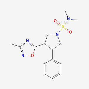 N,N-dimethyl-3-(3-methyl-1,2,4-oxadiazol-5-yl)-4-phenylpyrrolidine-1-sulfonamide