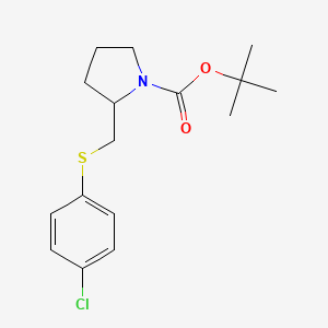 molecular formula C16H22ClNO2S B2470177 tert-Butyl 2-(((4-chlorophenyl)thio)methyl)pyrrolidine-1-carboxylate CAS No. 1353945-88-6
