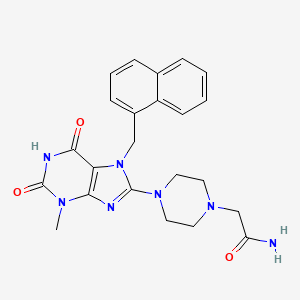molecular formula C23H25N7O3 B2470179 2-(4-(3-methyl-7-(naphthalen-1-ylmethyl)-2,6-dioxo-2,3,6,7-tetrahydro-1H-purin-8-yl)piperazin-1-yl)acetamide CAS No. 895846-85-2