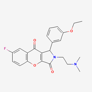 molecular formula C23H23FN2O4 B2470180 2-(2-(Dimethylamino)ethyl)-1-(3-ethoxyphenyl)-7-fluoro-1,2-dihydrochromeno[2,3-c]pyrrole-3,9-dione CAS No. 631890-97-6