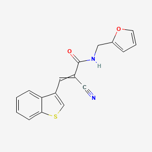 molecular formula C17H12N2O2S B2470188 3-(1-benzothiophen-3-yl)-2-cyano-N-[(furan-2-yl)methyl]prop-2-enamide CAS No. 1424622-86-5