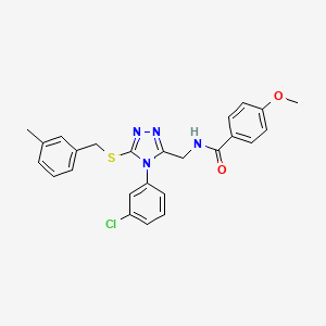 molecular formula C25H23ClN4O2S B2470189 N-((4-(3-chlorophenyl)-5-((3-methylbenzyl)thio)-4H-1,2,4-triazol-3-yl)methyl)-4-methoxybenzamide CAS No. 476449-60-2