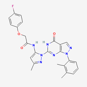 molecular formula C25H22FN7O3 B2470191 N-(1-(1-(2,3-dimethylphenyl)-4-oxo-4,5-dihydro-1H-pyrazolo[3,4-d]pyrimidin-6-yl)-3-methyl-1H-pyrazol-5-yl)-2-(4-fluorophenoxy)acetamide CAS No. 1170082-88-8