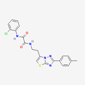 molecular formula C21H18ClN5O2S B2470195 N1-(2-chlorophenyl)-N2-(2-(2-(p-tolyl)thiazolo[3,2-b][1,2,4]triazol-6-yl)ethyl)oxalamide CAS No. 894031-52-8