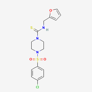 molecular formula C16H18ClN3O3S2 B2470201 4-(4-chlorophenyl)sulfonyl-N-(furan-2-ylmethyl)piperazine-1-carbothioamide CAS No. 701924-62-1