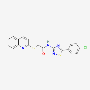 molecular formula C19H13ClN4OS2 B2470203 N-[5-(4-chlorophenyl)-1,2,4-thiadiazol-3-yl]-2-(2-quinolinylthio)acetamide CAS No. 671200-67-2