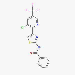 molecular formula C16H9ClF3N3OS B2470207 N-{4-[3-chloro-5-(trifluoromethyl)pyridin-2-yl]-1,3-thiazol-2-yl}benzamide CAS No. 2058813-47-9