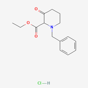 molecular formula C15H20ClNO3 B2470210 1-苄基-3-氧代哌啶-2-羧酸乙酯;盐酸盐 CAS No. 2253639-45-9