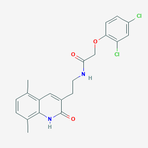 molecular formula C21H20Cl2N2O3 B2470225 2-(2,4-dichlorophenoxy)-N-(2-(5,8-dimethyl-2-oxo-1,2-dihydroquinolin-3-yl)ethyl)acetamide CAS No. 851407-06-2