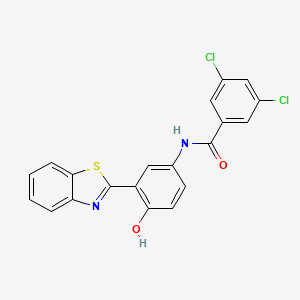 molecular formula C20H12Cl2N2O2S B2470229 N-(3-(benzo[d]thiazol-2-yl)-4-hydroxyphenyl)-3,5-dichlorobenzamide CAS No. 325979-32-6