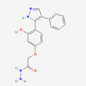 molecular formula C17H16N4O3 B2470232 2-(3-hydroxy-4-(4-phenyl-1H-pyrazol-3-yl)phenoxy)acetohydrazide CAS No. 1010867-55-6
