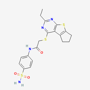 2-((2-ethyl-6,7-dihydro-5H-cyclopenta[4,5]thieno[2,3-d]pyrimidin-4-yl)thio)-N-(4-sulfamoylphenyl)acetamide