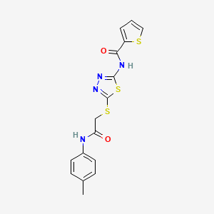 molecular formula C16H14N4O2S3 B2470244 N-(5-((2-氧代-2-(对甲苯胺)乙基)硫代)-1,3,4-噻二唑-2-基)噻吩-2-甲酰胺 CAS No. 392291-38-2