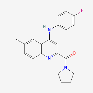 (4-((4-Fluorophenyl)amino)-6-methylquinolin-2-yl)(pyrrolidin-1-yl)methanone