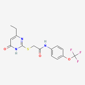 molecular formula C15H14F3N3O3S B2470251 2-((4-ethyl-6-oxo-1,6-dihydropyrimidin-2-yl)thio)-N-(4-(trifluoromethoxy)phenyl)acetamide CAS No. 899744-03-7
