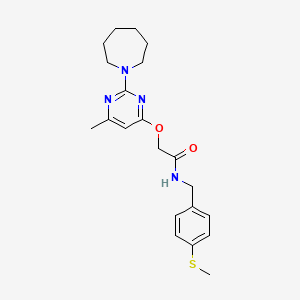 molecular formula C21H28N4O2S B2470252 2-{[2-(氮杂环庚-1-基)-6-甲基嘧啶-4-基]氧基}-N-[4-(甲硫基)苄基]乙酰胺 CAS No. 1031993-05-1