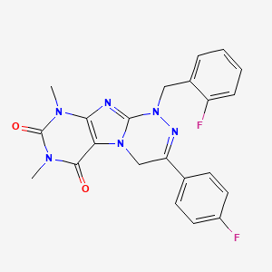 molecular formula C22H18F2N6O2 B2470254 1-(2-fluorobenzyl)-3-(4-fluorophenyl)-7,9-dimethyl-7,9-dihydro-[1,2,4]triazino[3,4-f]purine-6,8(1H,4H)-dione CAS No. 898410-54-3