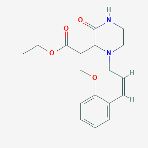molecular formula C18H24N2O4 B2470255 (Z)-ethyl 2-(1-(3-(2-methoxyphenyl)allyl)-3-oxopiperazin-2-yl)acetate CAS No. 1008015-26-6