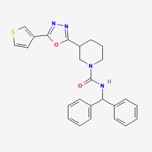 molecular formula C25H24N4O2S B2470262 N-benzhydryl-3-(5-(thiophen-3-yl)-1,3,4-oxadiazol-2-yl)piperidine-1-carboxamide CAS No. 1797536-98-1