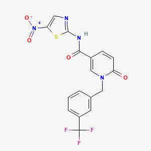 molecular formula C17H11F3N4O4S B2470267 N-(5-nitrothiazol-2-yl)-6-oxo-1-(3-(trifluoromethyl)benzyl)-1,6-dihydropyridine-3-carboxamide CAS No. 941884-95-3