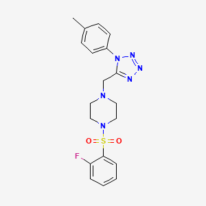 molecular formula C19H21FN6O2S B2470269 1-((2-fluorophenyl)sulfonyl)-4-((1-(p-tolyl)-1H-tetrazol-5-yl)methyl)piperazine CAS No. 1049438-70-1