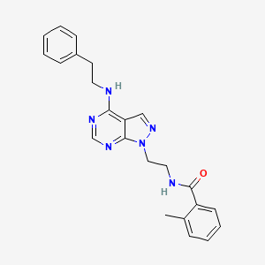 molecular formula C23H24N6O B2470275 2-methyl-N-(2-(4-(phenethylamino)-1H-pyrazolo[3,4-d]pyrimidin-1-yl)ethyl)benzamide CAS No. 1170885-58-1