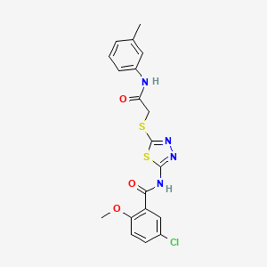 molecular formula C19H17ClN4O3S2 B2470277 5-chloro-2-methoxy-N-[5-[2-(3-methylanilino)-2-oxoethyl]sulfanyl-1,3,4-thiadiazol-2-yl]benzamide CAS No. 391869-05-9