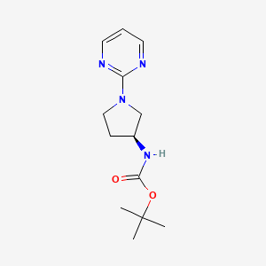 molecular formula C13H20N4O2 B2470279 (S)-tert-Butyl-(1-(Pyrimidin-2-yl)pyrrolidin-3-yl)carbamát CAS No. 1421019-15-9