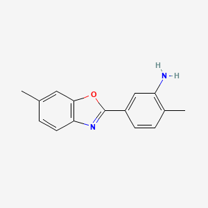 molecular formula C15H14N2O B2470290 2-Methyl-5-(6-methyl-1,3-benzoxazol-2-yl)aniline CAS No. 293737-75-4