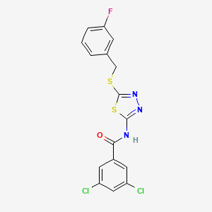 molecular formula C16H10Cl2FN3OS2 B2470291 3,5-二氯-N-(5-((3-氟苄基)硫)-1,3,4-噻二唑-2-基)苯甲酰胺 CAS No. 392303-57-0