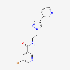 molecular formula C16H14BrN5O B2470292 5-溴-N-{2-[4-(吡啶-3-基)-1H-吡唑-1-基]乙基}吡啶-3-甲酰胺 CAS No. 2097866-47-0