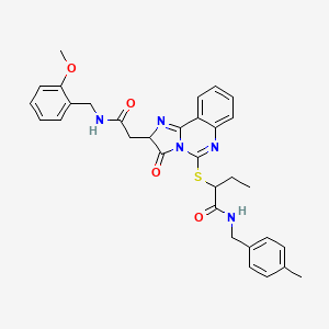 molecular formula C32H33N5O4S B2470293 2-((2-(2-((2-methoxybenzyl)amino)-2-oxoethyl)-3-oxo-2,3-dihydroimidazo[1,2-c]quinazolin-5-yl)thio)-N-(4-methylbenzyl)butanamide CAS No. 1173742-92-1