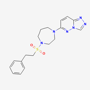 molecular formula C18H22N6O2S B2470304 6-[4-(2-Phenylethylsulfonyl)-1,4-diazepan-1-yl]-[1,2,4]triazolo[4,3-b]pyridazine CAS No. 2379949-86-5