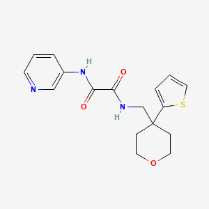 molecular formula C17H19N3O3S B2470307 N1-(pyridin-3-yl)-N2-((4-(thiophen-2-yl)tetrahydro-2H-pyran-4-yl)methyl)oxalamide CAS No. 1251577-02-2