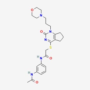 molecular formula C24H31N5O4S B2470314 N-(3-acetamidophenyl)-2-((1-(3-morpholinopropyl)-2-oxo-2,5,6,7-tetrahydro-1H-cyclopenta[d]pyrimidin-4-yl)thio)acetamide CAS No. 898444-88-7