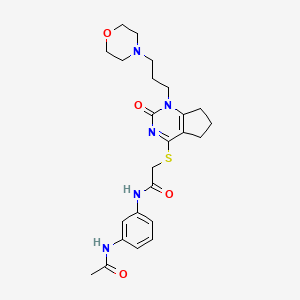 molecular formula C24H31N5O4S B2470314 N-(3-アセトアミドフェニル)-2-((1-(3-モルホリノプロピル)-2-オキソ-2,5,6,7-テトラヒドロ-1H-シクロペンタ[d]ピリミジン-4-イル)チオ)アセトアミド CAS No. 898444-88-7