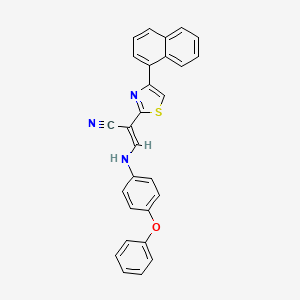 molecular formula C28H19N3OS B2470325 (2E)-2-[4-(naphthalen-1-yl)-1,3-thiazol-2-yl]-3-[(4-phenoxyphenyl)amino]prop-2-enenitrile CAS No. 683258-31-3