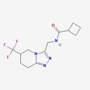 molecular formula C13H17F3N4O B2470336 N-{[6-(trifluoromethyl)-5H,6H,7H,8H-[1,2,4]triazolo[4,3-a]pyridin-3-yl]methyl}cyclobutanecarboxamide CAS No. 2034467-35-9