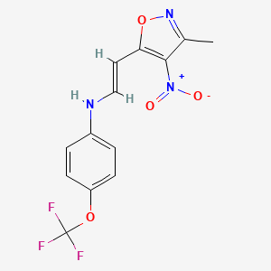 molecular formula C13H10F3N3O4 B2470337 N-[(E)-2-(3-methyl-4-nitro-1,2-oxazol-5-yl)ethenyl]-4-(trifluoromethoxy)aniline CAS No. 338402-61-2