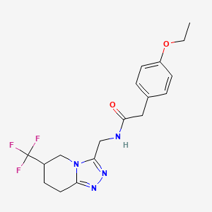 molecular formula C18H21F3N4O2 B2470338 2-(4-ethoxyphenyl)-N-((6-(trifluoromethyl)-5,6,7,8-tetrahydro-[1,2,4]triazolo[4,3-a]pyridin-3-yl)methyl)acetamide CAS No. 2034556-36-8