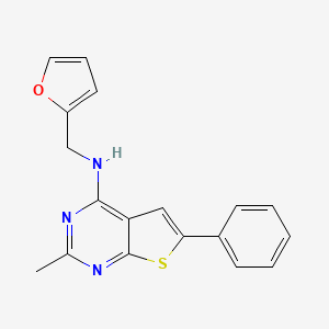molecular formula C18H15N3OS B2470342 N-(furan-2-ylmethyl)-2-methyl-6-phenylthieno[2,3-d]pyrimidin-4-amine CAS No. 670270-85-6
