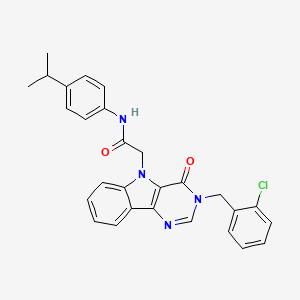 molecular formula C28H25ClN4O2 B2470349 2-(3-(2-氯苯甲基)-4-氧代-3H-嘧啶并[5,4-b]吲哚-5(4H)-基)-N-(4-异丙苯基)乙酰胺 CAS No. 1215508-51-2