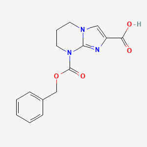 molecular formula C15H15N3O4 B2470350 8-Phenylmethoxycarbonyl-6,7-dihydro-5H-imidazo[1,2-a]pyrimidine-2-carboxylic acid CAS No. 2248373-29-5
