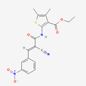 molecular formula C19H17N3O5S B2470360 (E)-ethyl 2-(2-cyano-3-(3-nitrophenyl)acrylamido)-4,5-dimethylthiophene-3-carboxylate CAS No. 327063-25-2