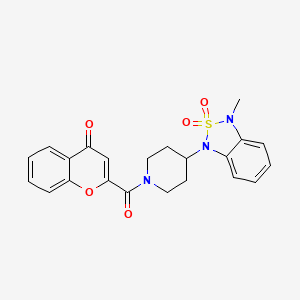 molecular formula C22H21N3O5S B2470377 2-(4-(3-methyl-2,2-dioxidobenzo[c][1,2,5]thiadiazol-1(3H)-yl)piperidine-1-carbonyl)-4H-chromen-4-one CAS No. 2034372-44-4