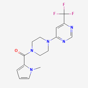 molecular formula C15H16F3N5O B2470380 (1-methyl-1H-pyrrol-2-yl)(4-(6-(trifluoromethyl)pyrimidin-4-yl)piperazin-1-yl)methanone CAS No. 2034263-54-0