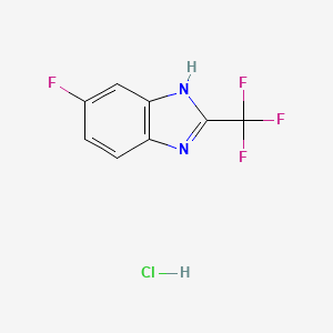molecular formula C8H5ClF4N2 B2470387 5-fluoro-2-(trifluoromethyl)-1H-1,3-benzodiazole hydrochloride CAS No. 2097936-88-2