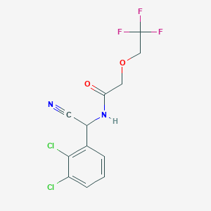 molecular formula C12H9Cl2F3N2O2 B2470389 N-[Cyano-(2,3-dichlorophenyl)methyl]-2-(2,2,2-trifluoroethoxy)acetamide CAS No. 1436242-30-6
